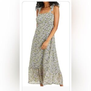 NWOT Sanctuary Floral Midi Dress in Black and Yellow, Purple